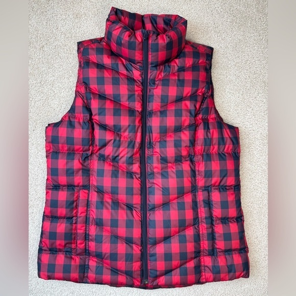 Lands End HyperDry Puffer Vest Buffalo Plaid Down Fill Pockets, Like New, Small - Picture 1 of 10